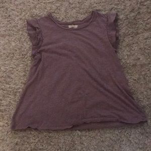 Lavender top with short ruffle sleeves
